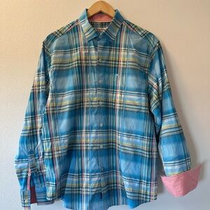 Men's Tommy Bahama Islandzone Blue Plaid Long Sleeved Shirt